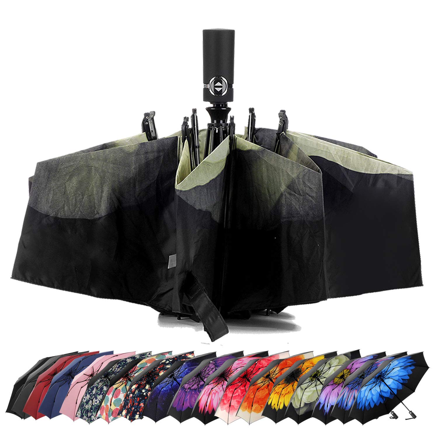 مصنع شاوشينغ مخصص طباعة داخل عكس 3 مظلة قابلة للطي التلقائي فتح وإغلاق السيارات