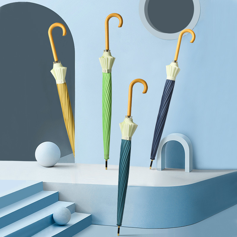 Straight Sun Umbrella with Logo Prints