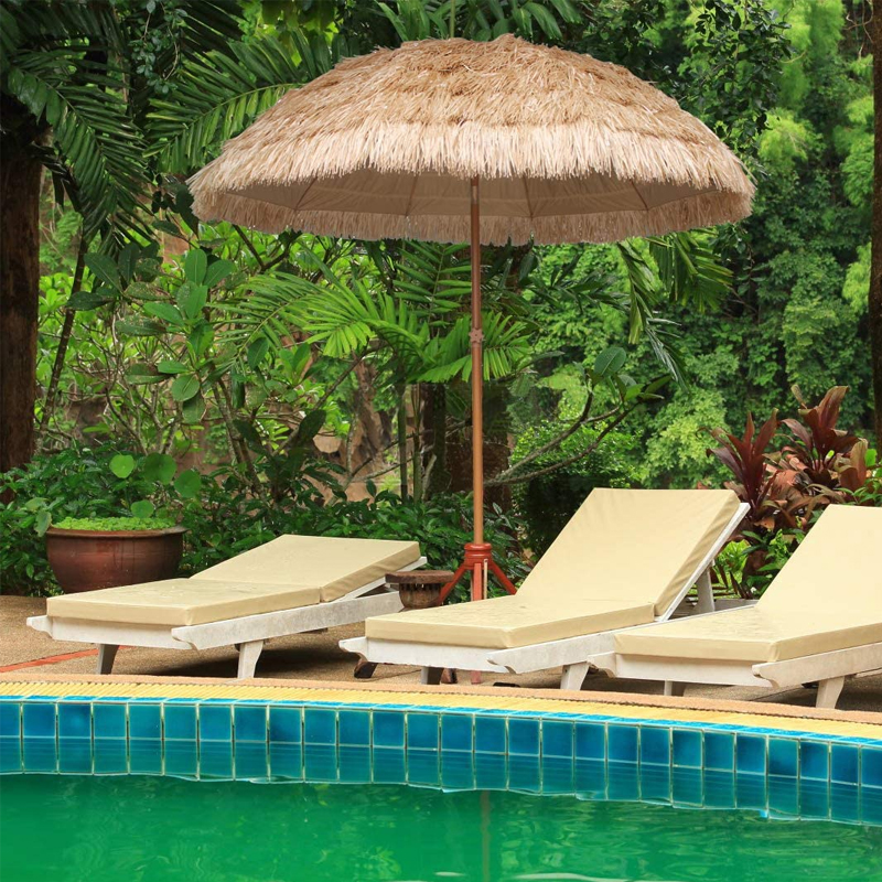 Straw Umbrella with 8 Ribs Steel Pole