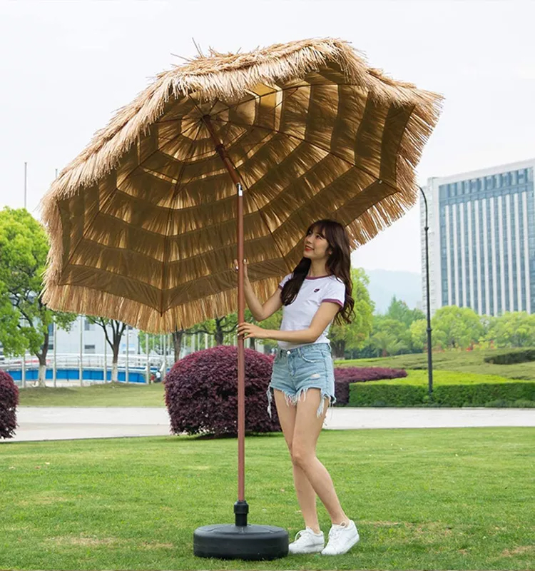 Straw Umbrella with 8 Ribs Steel Pole