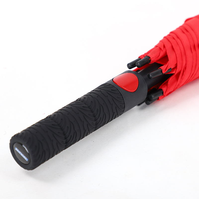Wholesale Straight auto umbrella Logo Printed 8rib windproof straight umbrella red