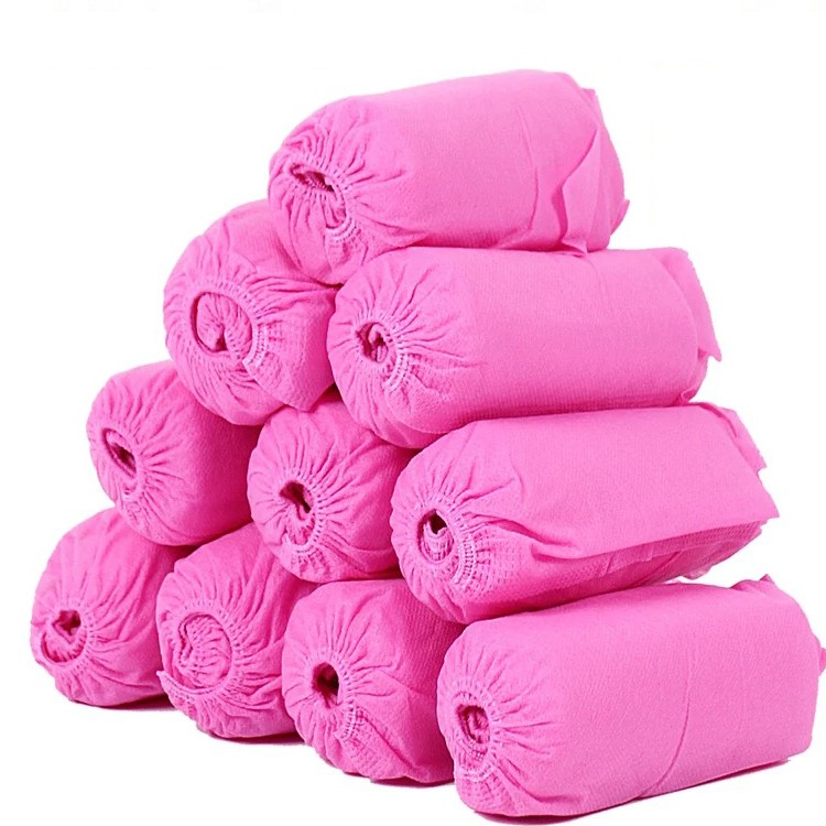 Wholesale high quality Waterproof disposable CPE rain shoes covers anti-slip for visitor pink  rain shoes covers