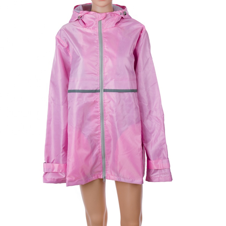 Wholesale high quality waterproof colorful worker Manufacturer's Ladies Full Zip Hooded Rain Coat