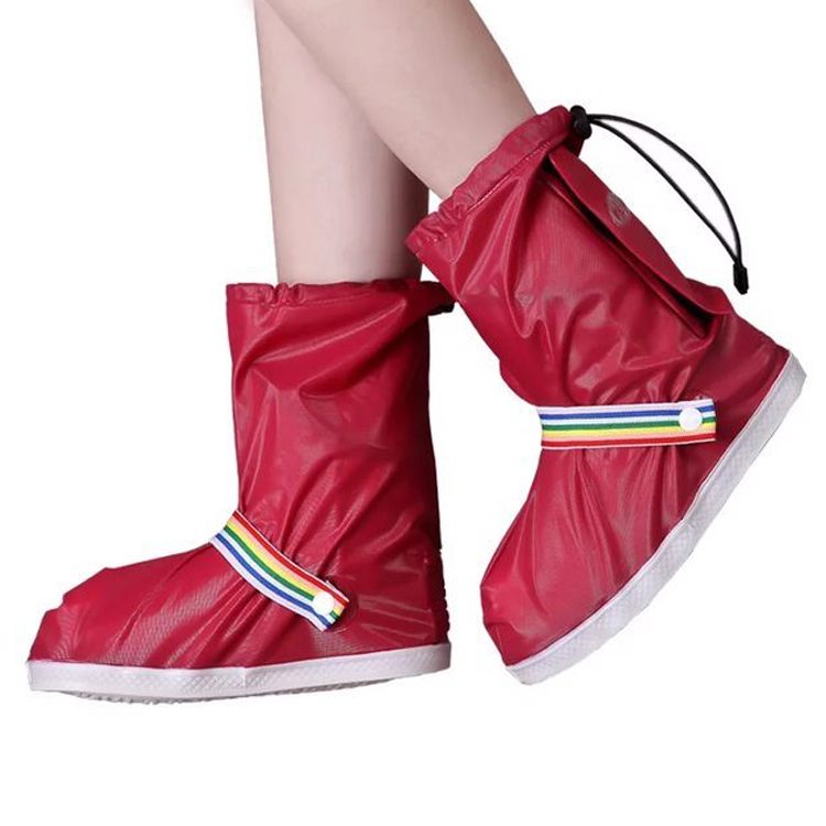 Wholesale high quality waterproof lady's new fashion design   rainbow plastic rain shoes cover