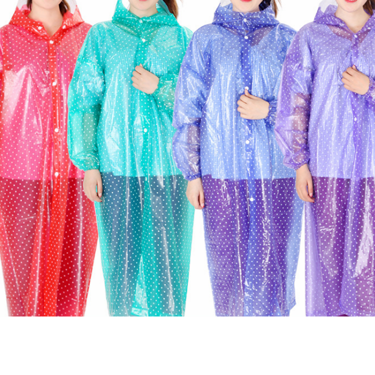 wholesale Transparent crystal raincoat raincoat polka purple dot PVC adult men and women cycling hiking longcoats raincoat