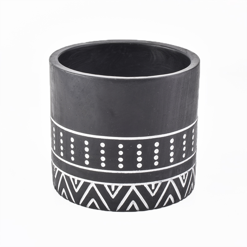 Black Cement Candle Vessels Wholesale