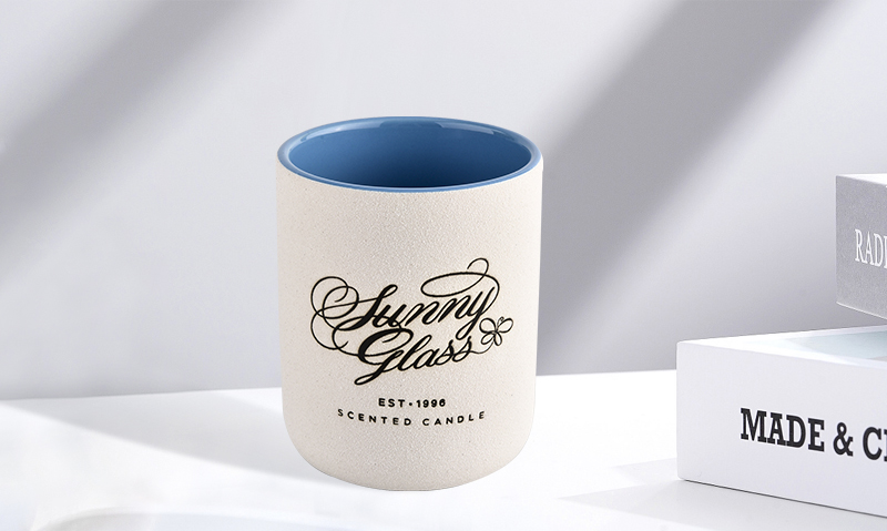 13oz matte ceramic candle jars customized pattern