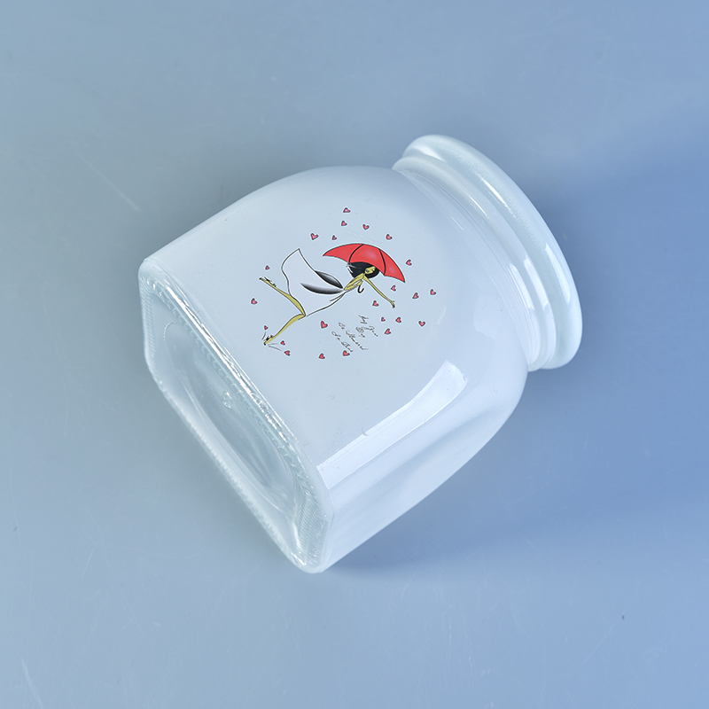 airtight square glass jars with white coating exterior