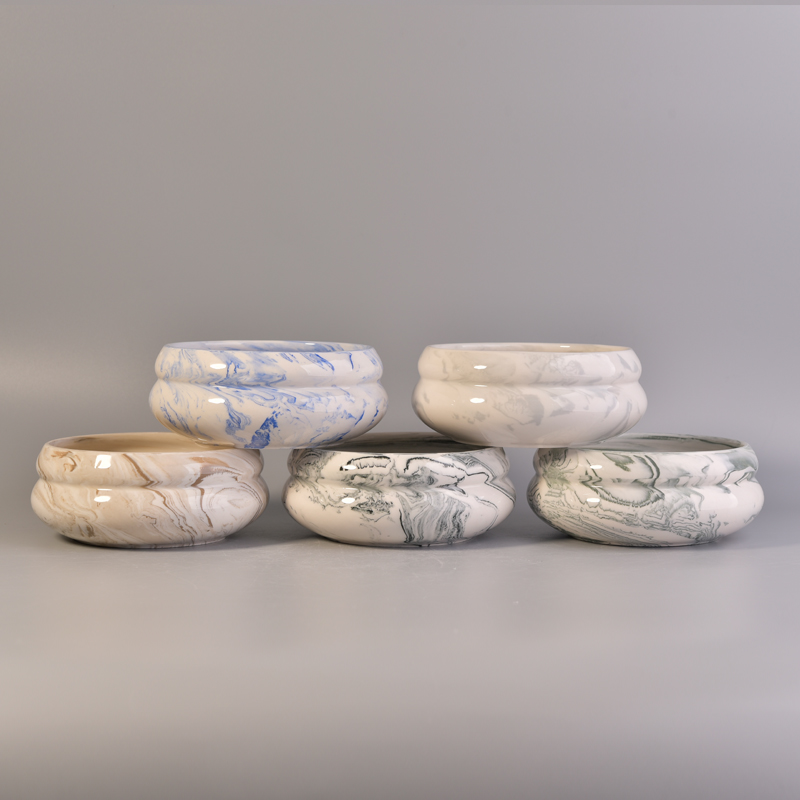 Custom color marble ceramic candle bowls