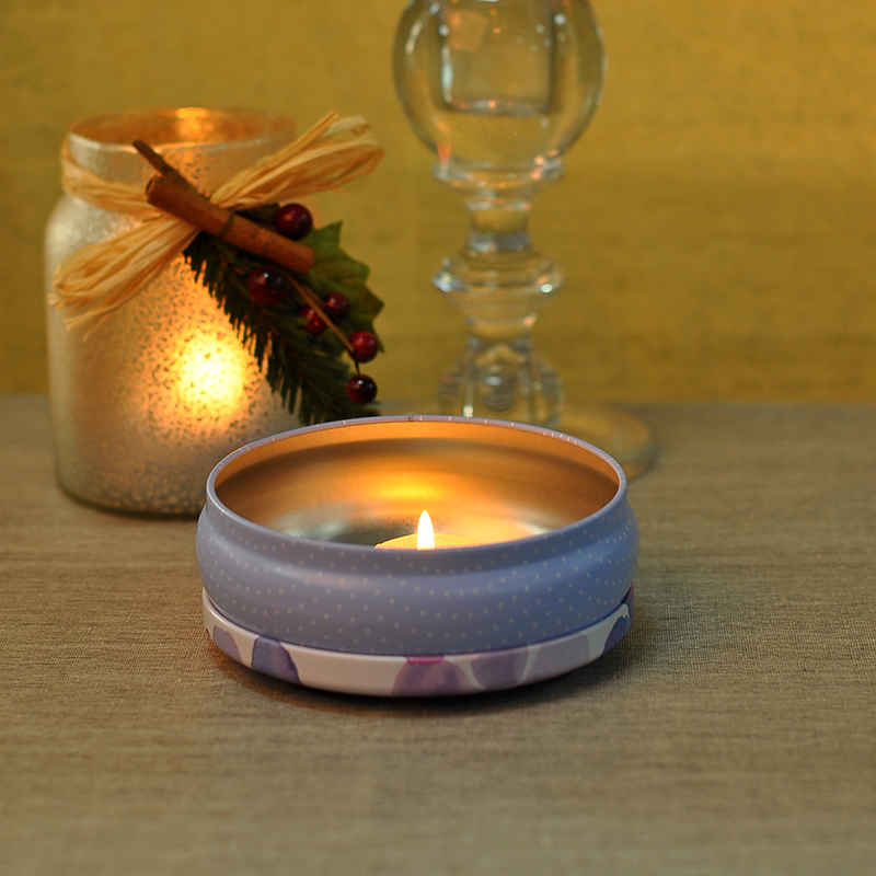 Round tinplate candle holder