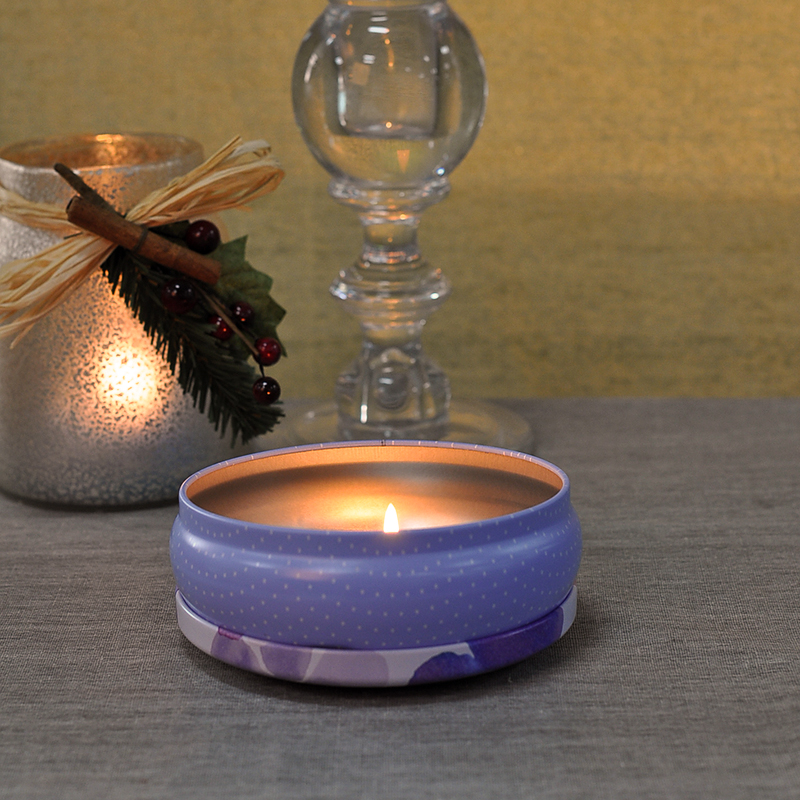 Round tinplate candle holder