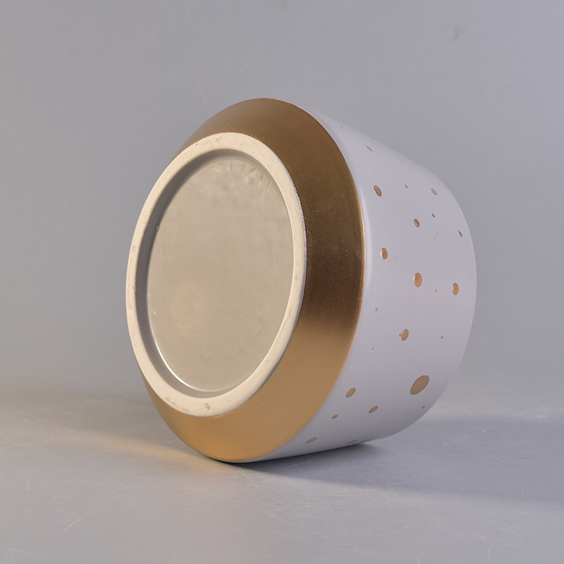 Ceramic Candle Holders with gold color dots