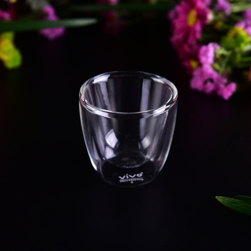Borosilicate 95ml double walled glass tea cup