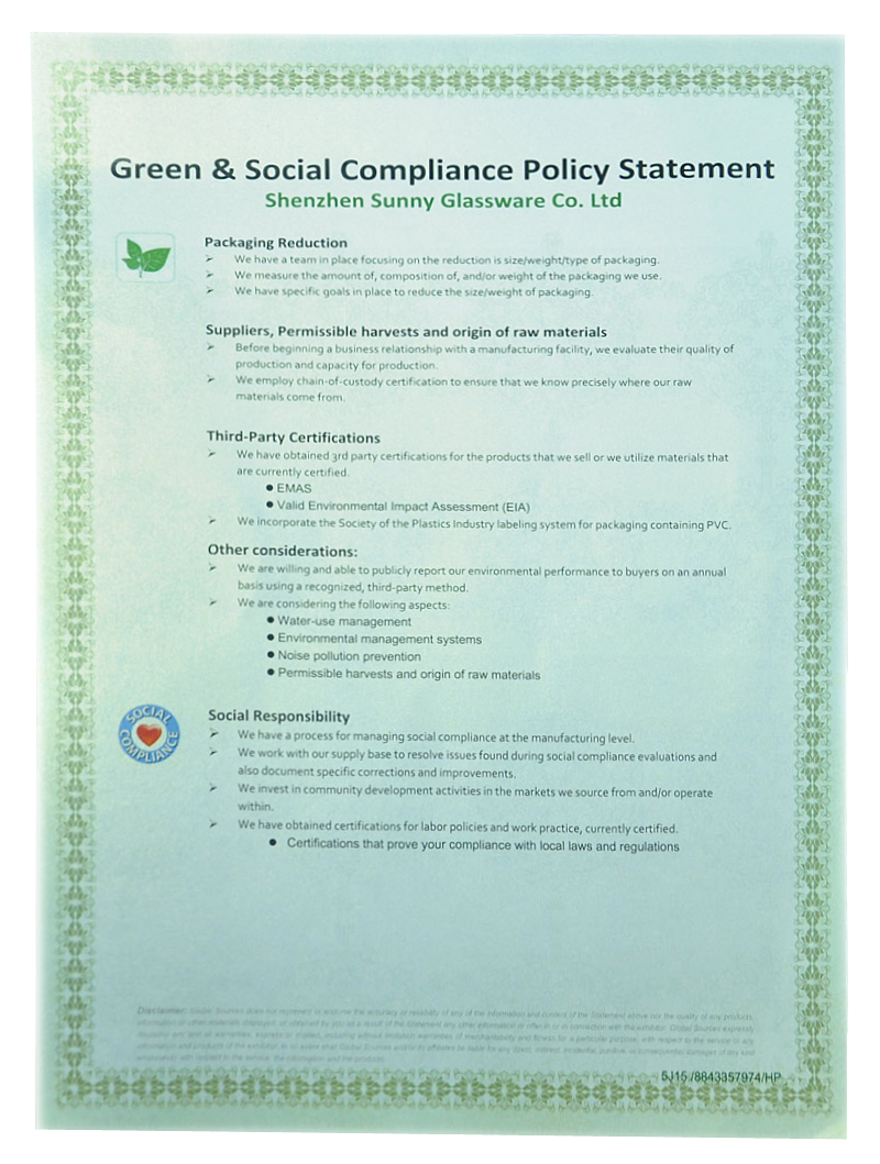 Green & Social Compliance Policy Statement Green & Social Compliance Policy Statement