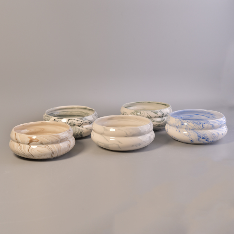 Custom color marble ceramic candle bowls