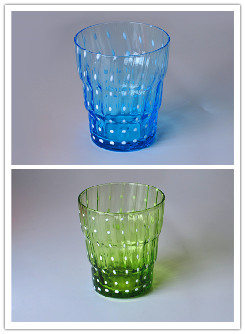 Bule Color Mouth Blown Glass Candle Jar