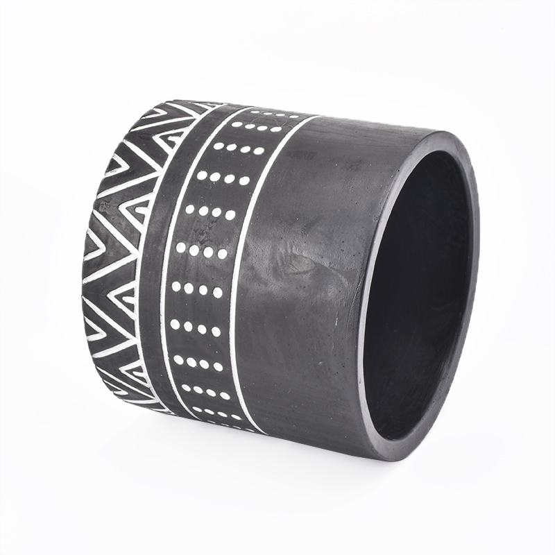 Black Cement Candle Vessels Wholesale