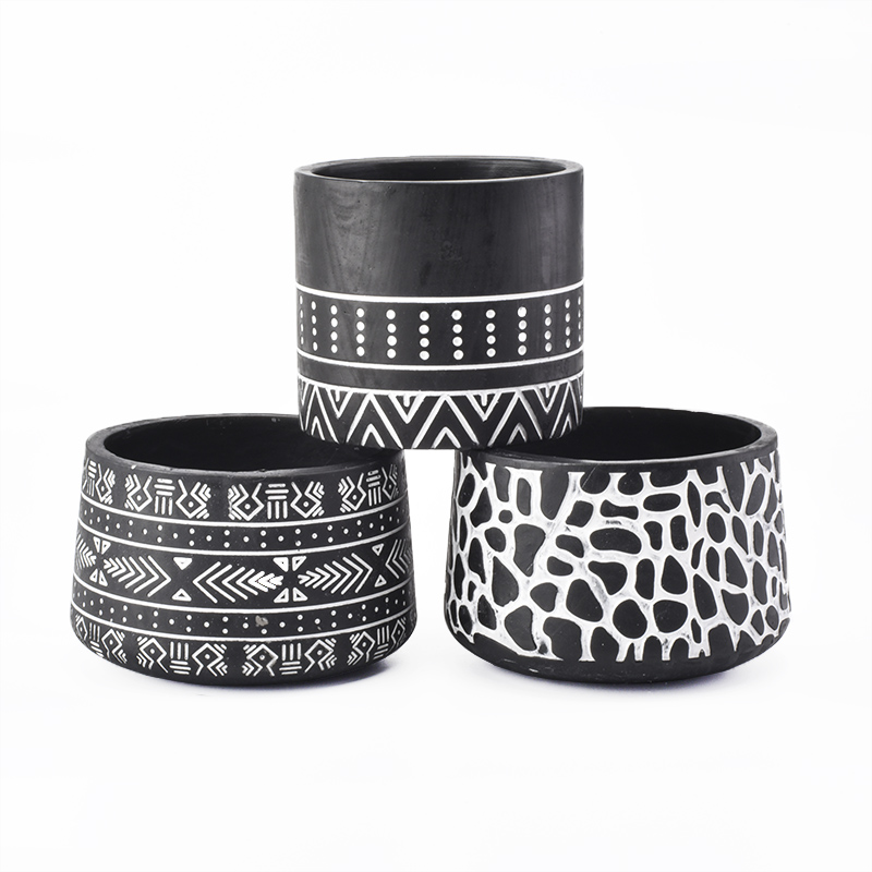 Black Cement Candle Vessels Wholesale