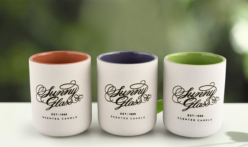 13oz matte ceramic candle jars customized pattern