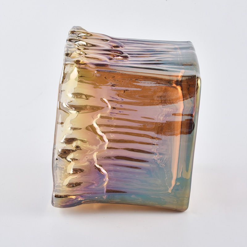 11oz handmade square amber glass candle holders