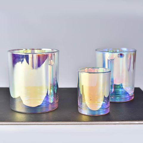 iridescent glass candle holders