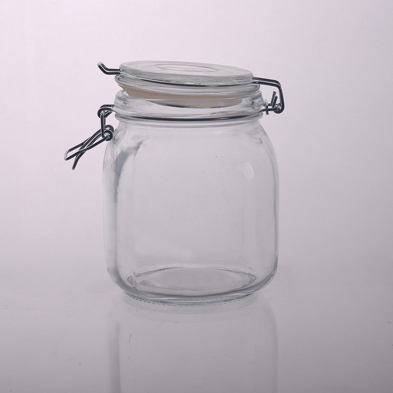 Crystal Food Fruit Sugar Glass Jar Storage Container with Clip Lid 