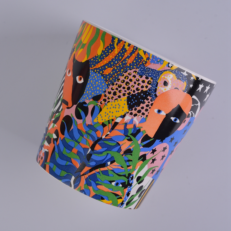 large artwork ceramic candle jar