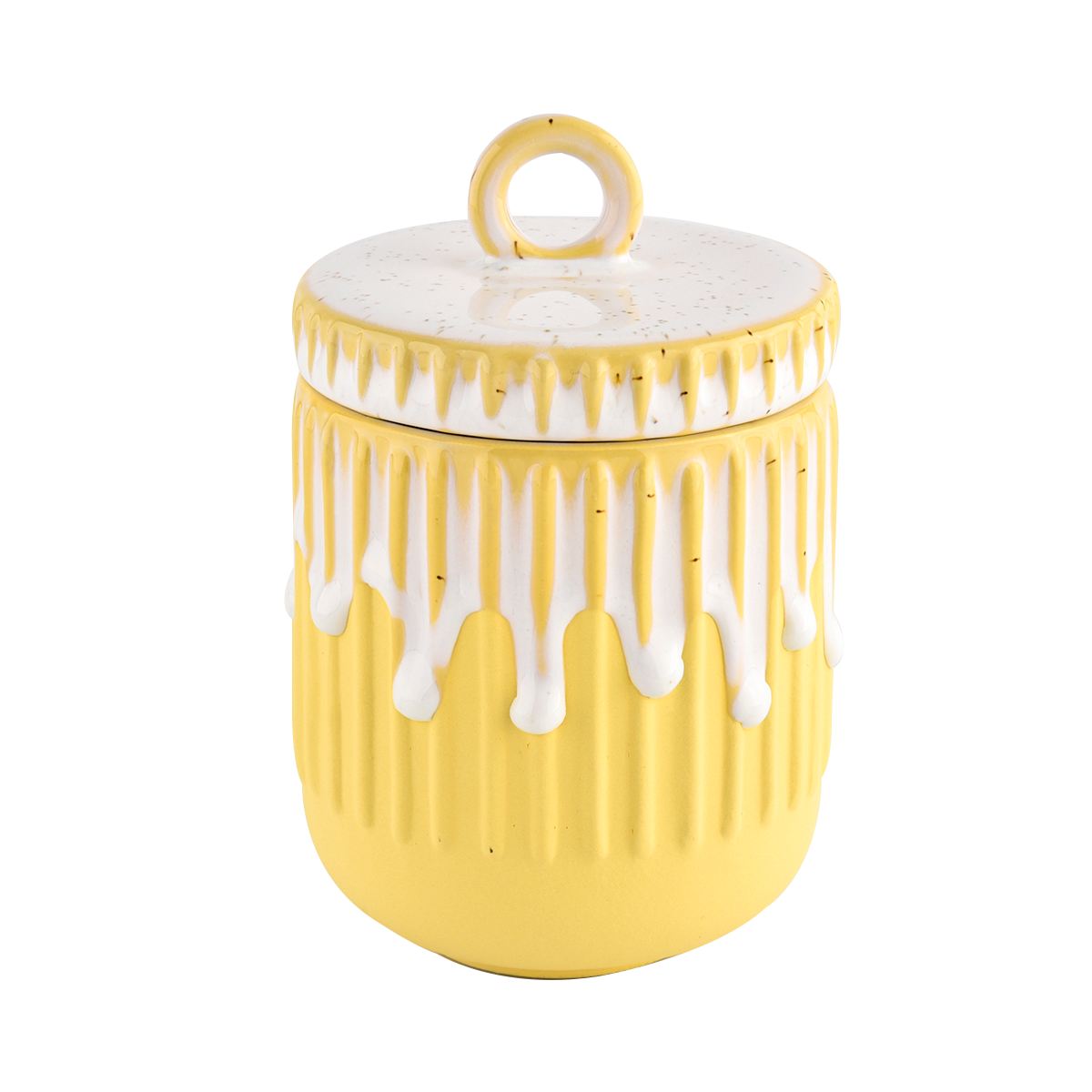 13oz ceramic candle holder yellow ceramic jars with lids for candle making