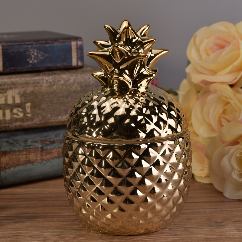 13oz wax filling gold ceramic pineapple candles holder