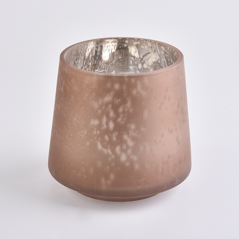 Подсвечники из оранжевого стекла ручной работы 16 унций с гальваническим покрытием внутри