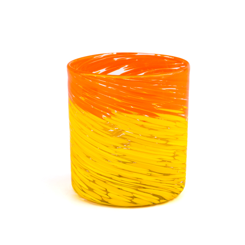 18oz orange-yellow glass candle vessels new design glass jars