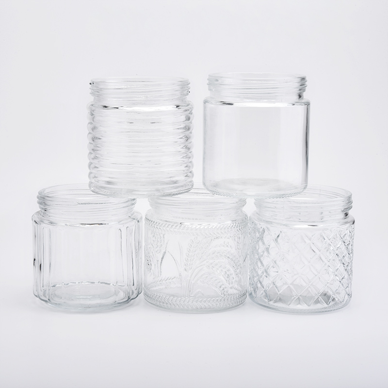 24oz Clear Glass Jar with Screw Cap for Storage and Candle Making Spica Pattern Wholesales