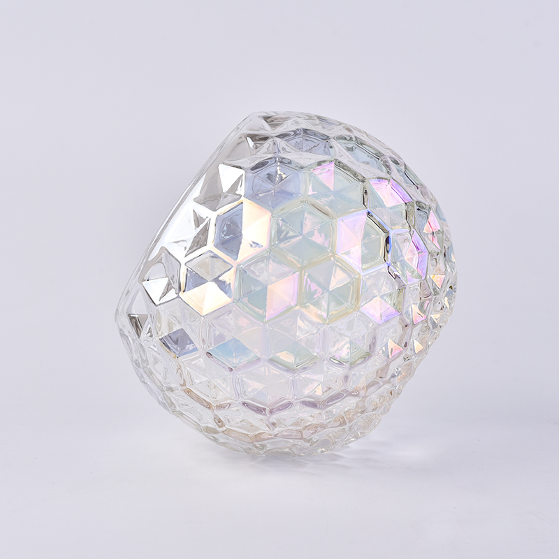 24oz Large diamond cut ball glass container for home decoration