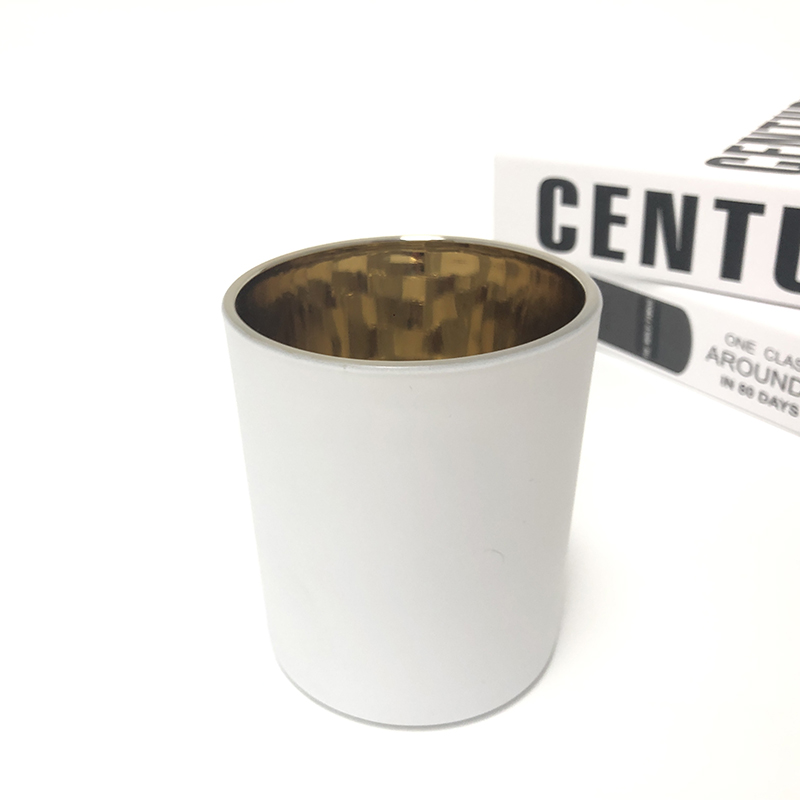 400 мл 10-унц. Позолота и матовые белые стеклянные свечи