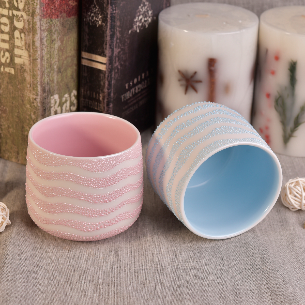 439 мл Перл глазурью железа обшивки судна керамической свечи с волновой картины