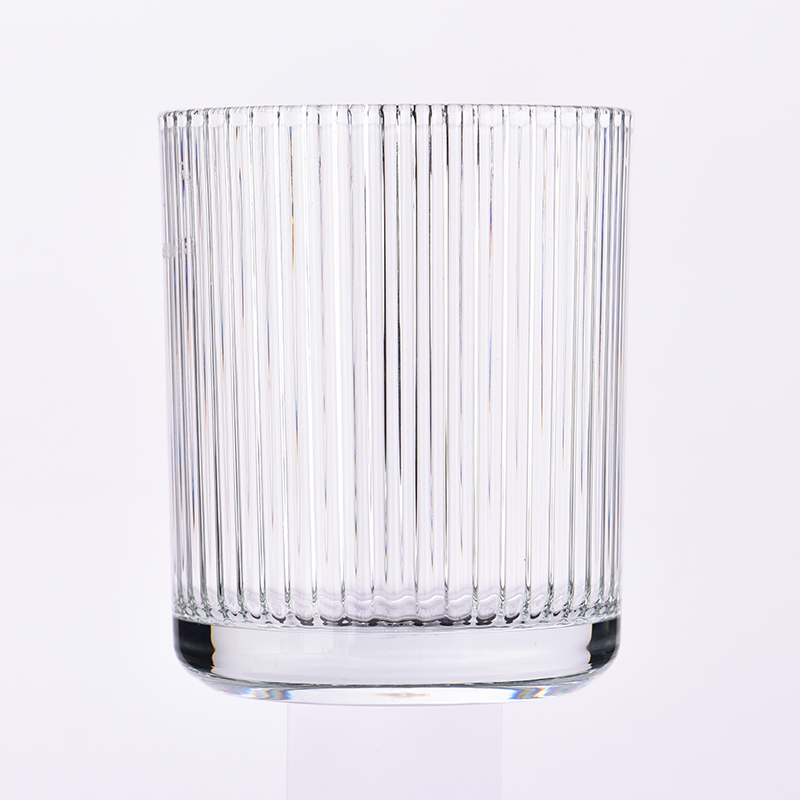 440ml vertical line clear glass candle jars wholesale