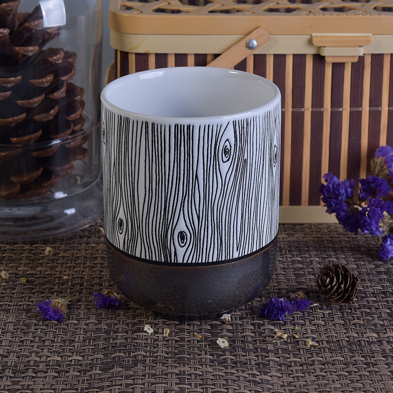 porte-bougies en céramique peinte à la main de 500 ml d'écorce avec le métal vitré