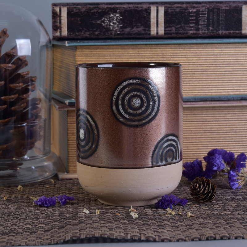 505ml mano pittura metallo smaltato ceramica candela vasetti