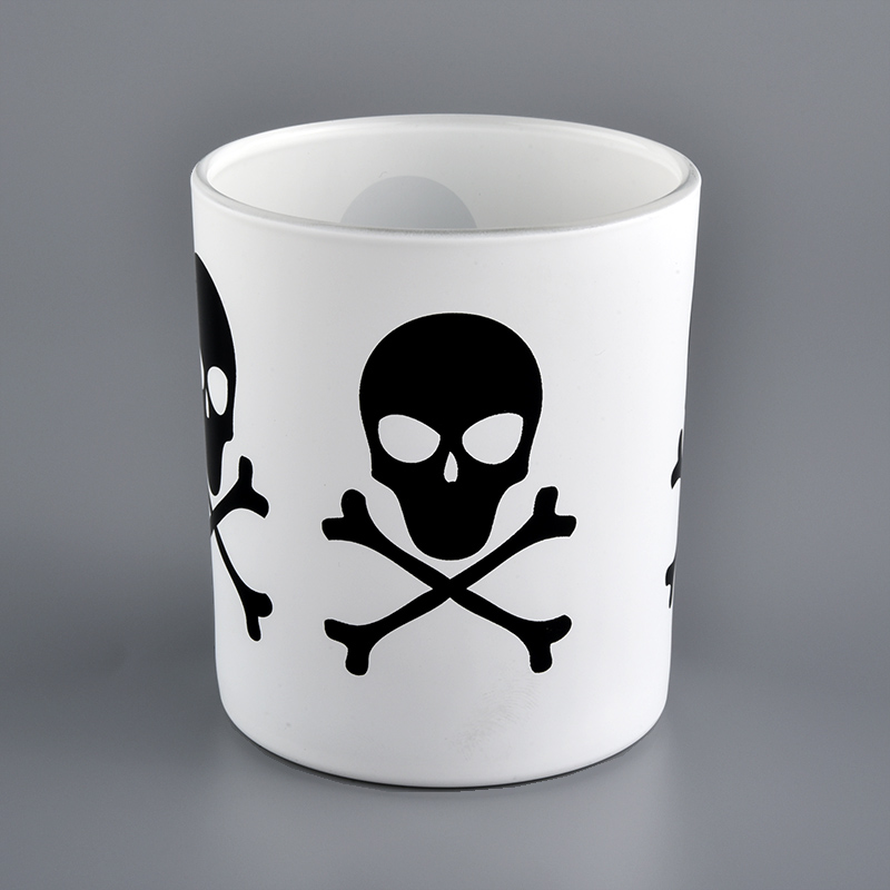 8 OZ biały ozdobny szklany świecznik