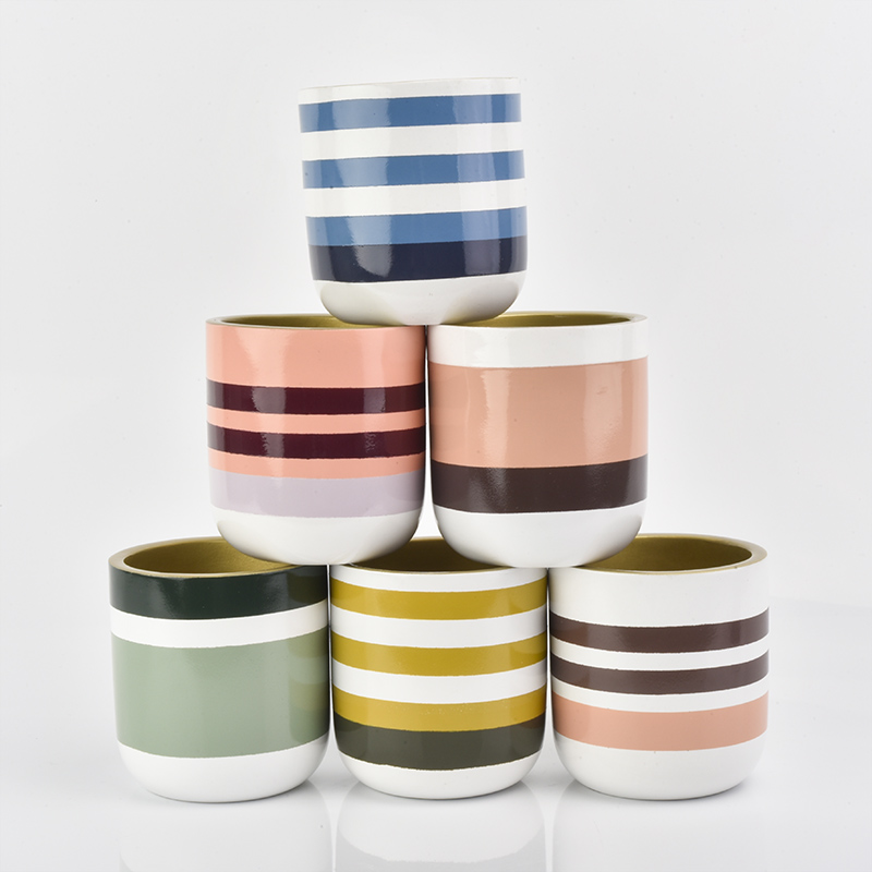 9oz hand painting concrete candle jars with round bottom