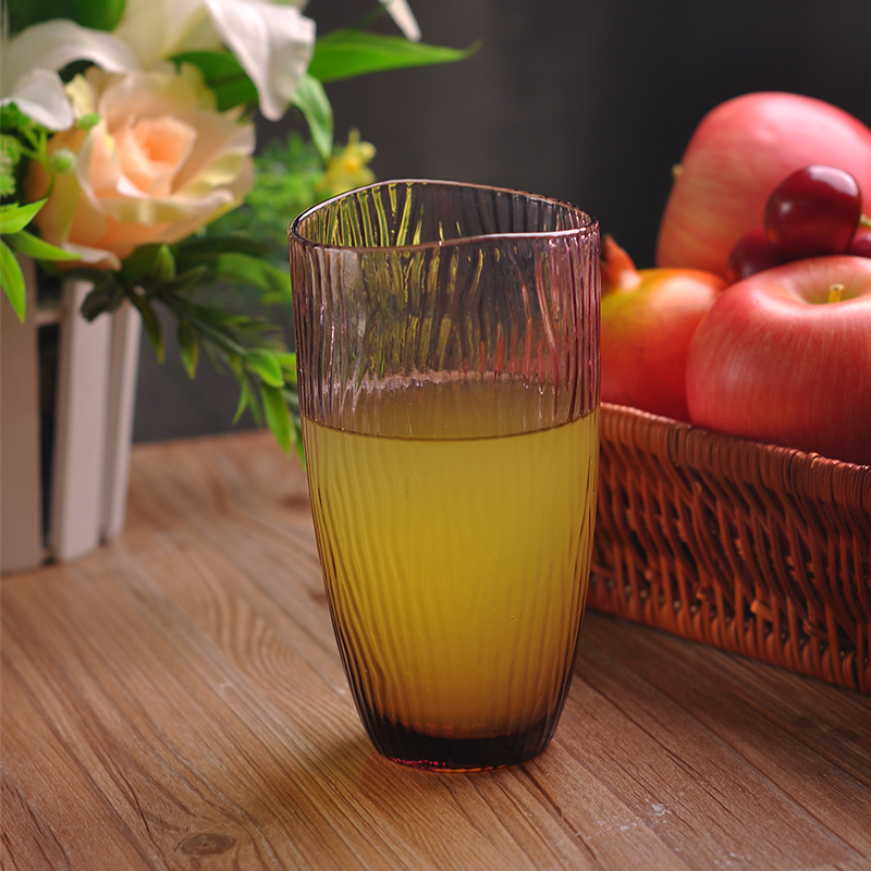 Bark Pattern Vaso de cristal marrón para el sostenedor de la vela o el florero de cristal