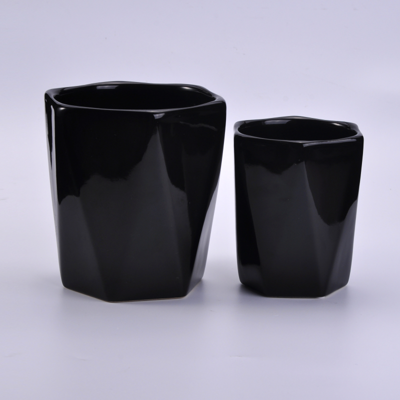 Black ceramic candles container
