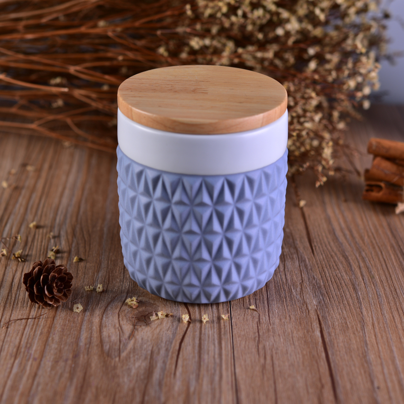 Ceramic Candle Jar With Airtight Oak Wood Lid