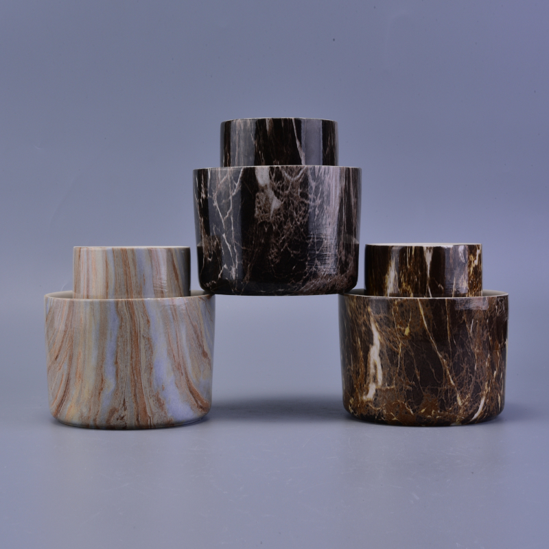 Ceramic candle jar with hydrographics transfer printing