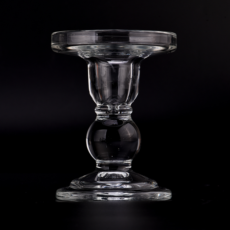 Clear glass decorative pillar taper candle holder 58ml glass candlestick
