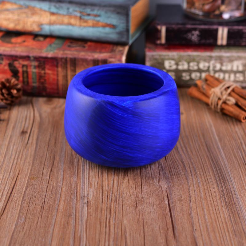Cobalt Blue Painting buatan tangan lilin Jar Ceramic