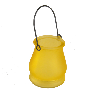 Цветные стекло подсвечник с металлической ручкой