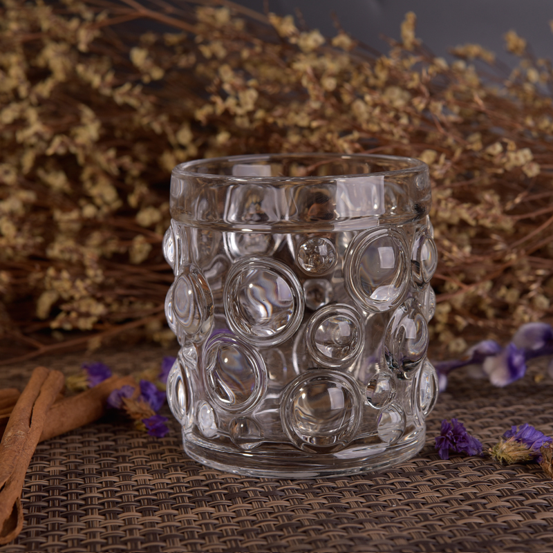 Crystal bubble parttern glass candle holders
