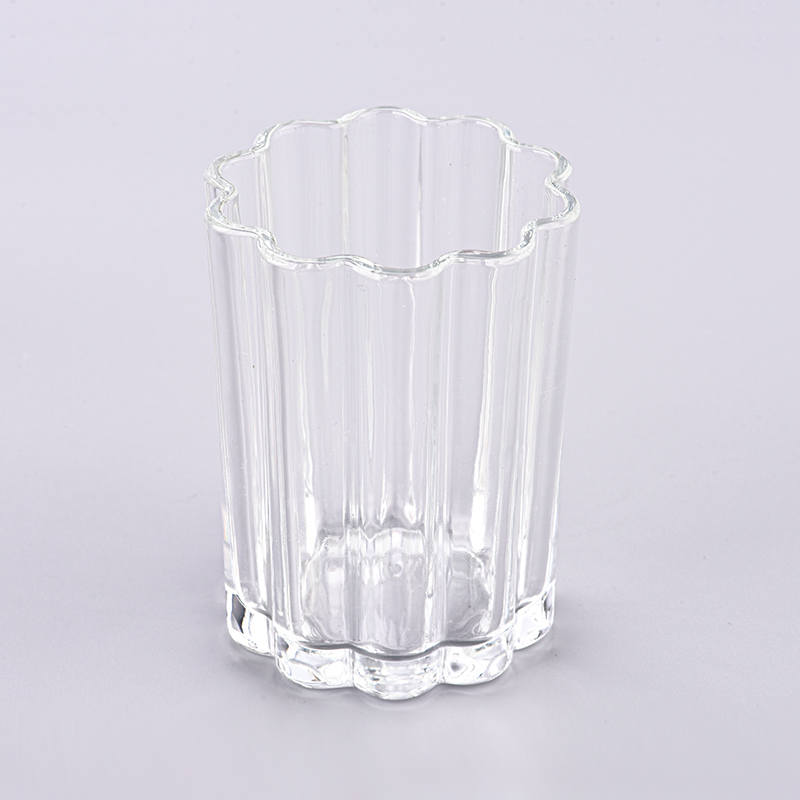 Custom transparent flower shaped glass candle holder wholesale