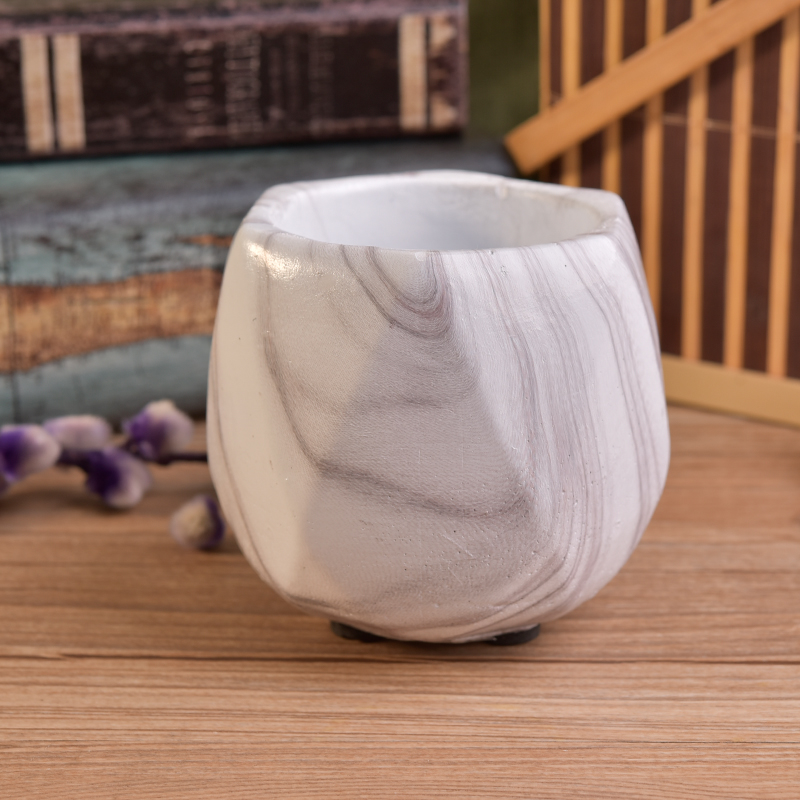 Bougie à béton hexagonale personnalisée avec décoration de transfert d'eau